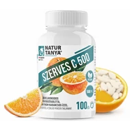 SZERVES C 500 – Kétféle C-vitamin citrus bioflavonoidokkal gyomorkímélő rágótablettában, finom narancs ízzel 100 db