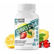 Natur Tanya® Szerves C+D+K - Retard 1000mg C-vitamin, 2000IU D3-vitamin, 30 µg natto fermentált K2-vitamin, csipkebogyó kivonat és citrus bioflavonoidok