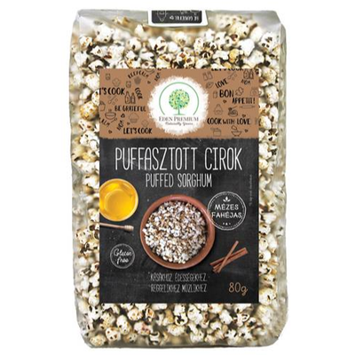 Éden Prémium g.m. puffasztott Cirok 80 g. mézes-fahéjas