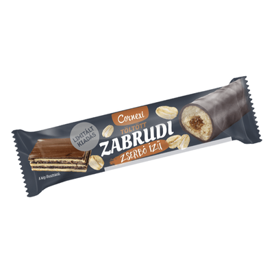 CORNEXI ZSERBÓ ÍZŰ SÁRGABARACKOS TÖLTELÉKKEL TÖLTÖTT ZABRÚD KAKAÓS BEVONATTAL 30G.