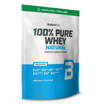 Biotech Usa 100% Pure Whey Natural tejsavófehérje - koncentrátum italpor 1000 g ízesítetlen