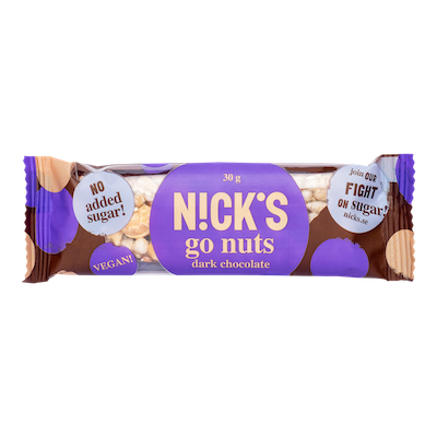 NICK'S Go Nuts Étcsokis talppal 30g. VEGÁN /Gluténmentes/