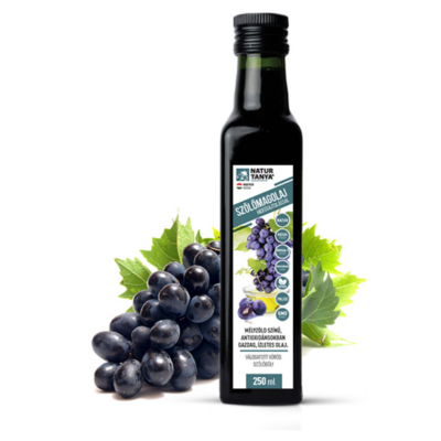 Natur Tanya® Hidegen sajtolt szőlőmag olaj. Szekszárdi, egri vörös szőlőkből. Külsőleg, belsőleg. 250ml