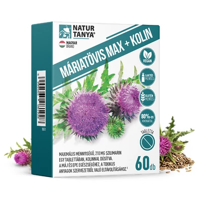 Natur Tanya® MÁRIATÖVIS MAX + KOLIN - Maximális mennyiségű szilimarin, kolinnal a máj és az epe egészségéhez