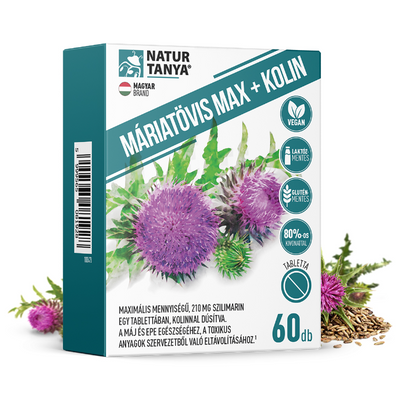 Natur Tanya® MÁRIATÖVIS MAX + KOLIN - Maximális mennyiségű szilimarin, kolinnal a máj és az epe egészségéhez