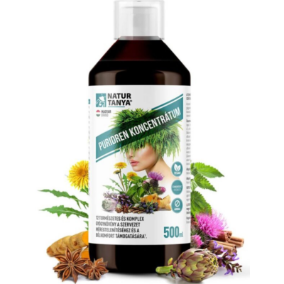 Natur Tanya® Puridren koncentrátum - Sav-bázis egyensúly és méregtelenítés 12 gyógynövény és klorofill erejével 500 ml