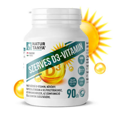 Natur Tanya® Szerves D3-vitamin 4000NE növényi kapszulatokban, E-vitaminnal
