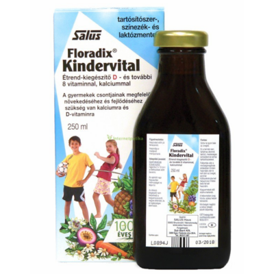 Salus Floradix Kindervital étrend-kiegészítő D-vitaminnal, kalciummal gyermekeknek 250ml 
