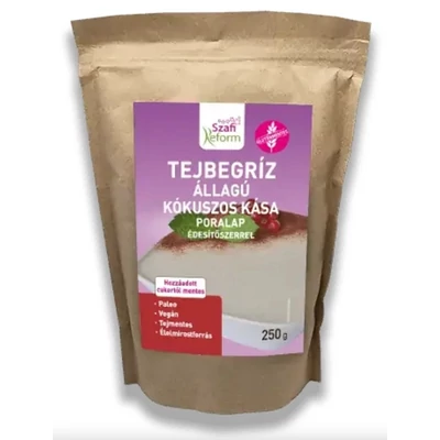 Szafi Reform tejbegríz állagú kókuszos kása poralap édesítőszerrel 250 g (paleo, vegán, gluténmentes, tejmentes)