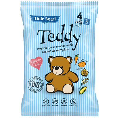 KUKORICÁS SNACK, "TEDDY" BIO 4X15 G