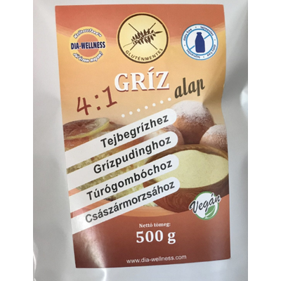 Dia-Wellness Gluténmentes 4in1 gríz alap (szénhidrátcsökkentett, tejmentes, vegán) 500g.