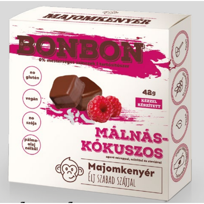Majomkenyér málnás-kókuszos bonbon 42g.